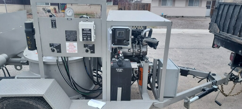 closeup view of high tech concrete pump owned by Fairres Concrete LLC